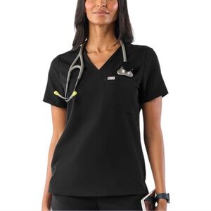 FIGS Catarina Scrub Top Women’s M One Pocket Black Career Workwear